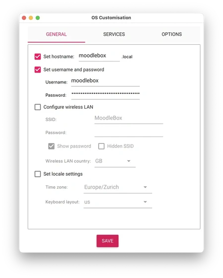 Raspberry Pi Imager settings