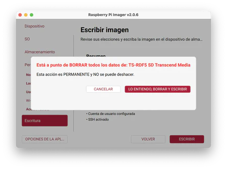 Aviso de Raspberry Pi Imager